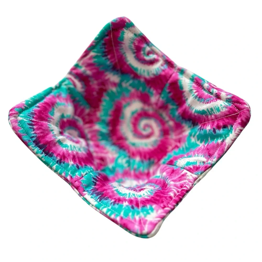 Hand Crafted Colorful Tie Dye Microwave Small Bowl or Mug Cozy Fabric Cotton